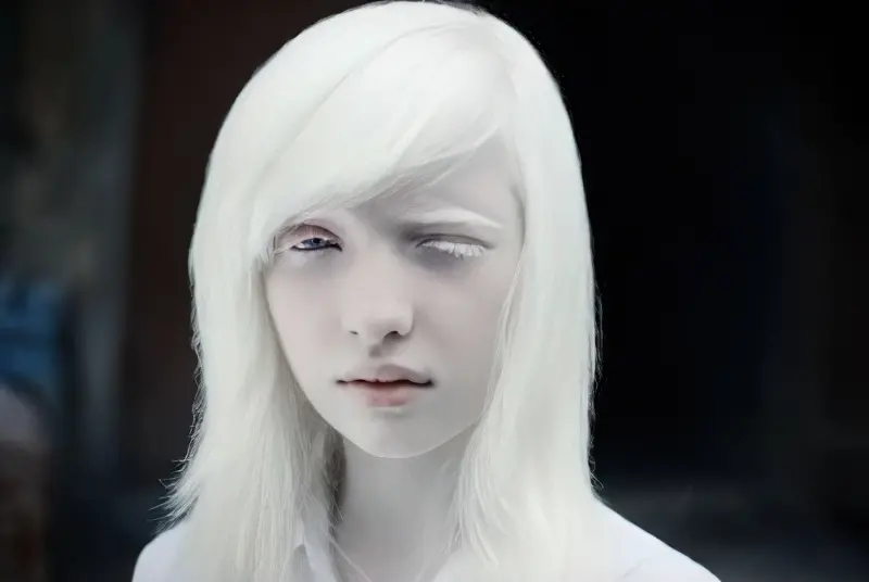 Дівчинка альбінос з дуже світлою шкірою